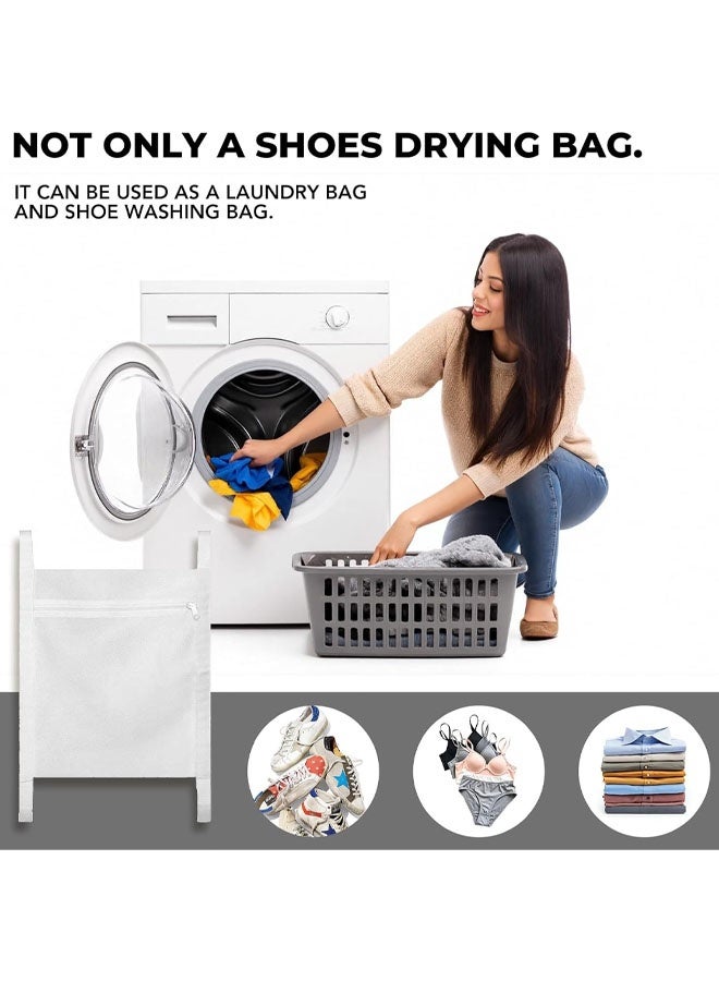 2 Pack Sneaker Dryer Bag 15.7x15.7 Inch Dry Net Bag For Dryer With Zipper And Strap For Shoes, White Large HoneyComber Mesh Bags For Washing Machine - Image 5